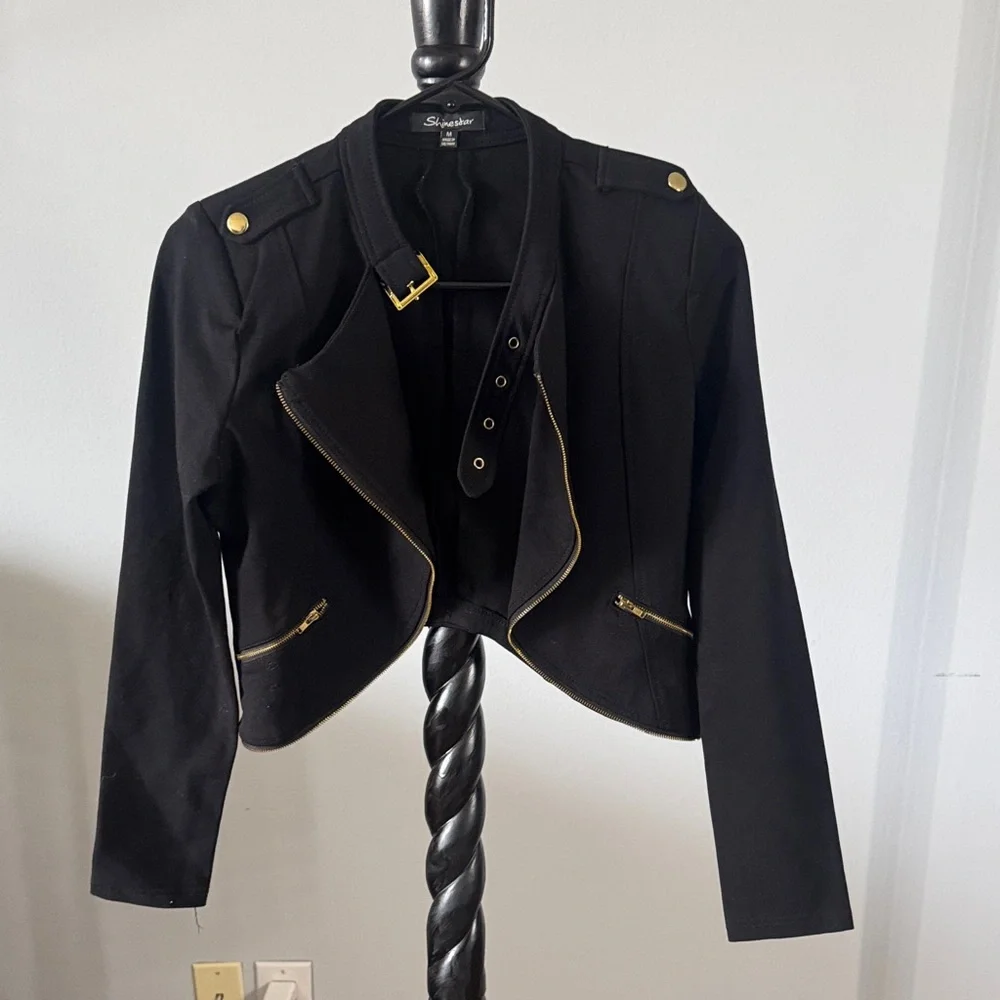 Shinestar Black Blazer with Gold Accents - Picture 1 of 4
